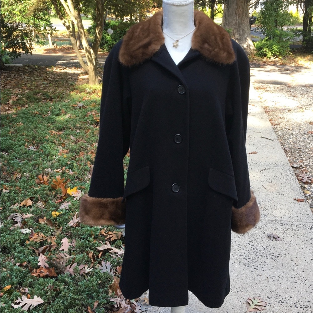 Black Wool Coat W/Fox Fur Collar and Cuffs…10P